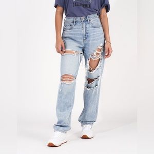 American Eagle Highest Rise Baggy Straight Ripped Jeans